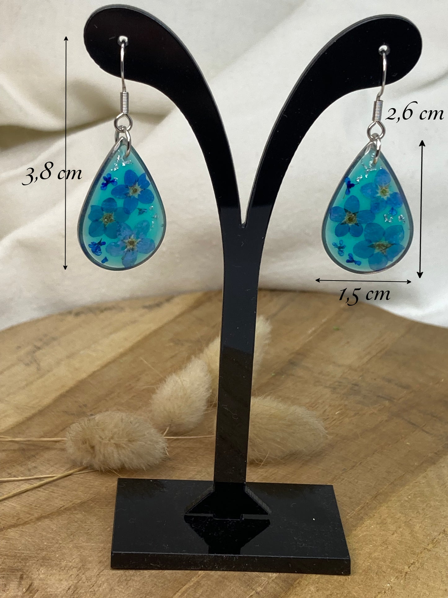 Boucles d'oreilles forme goutte Myosotis