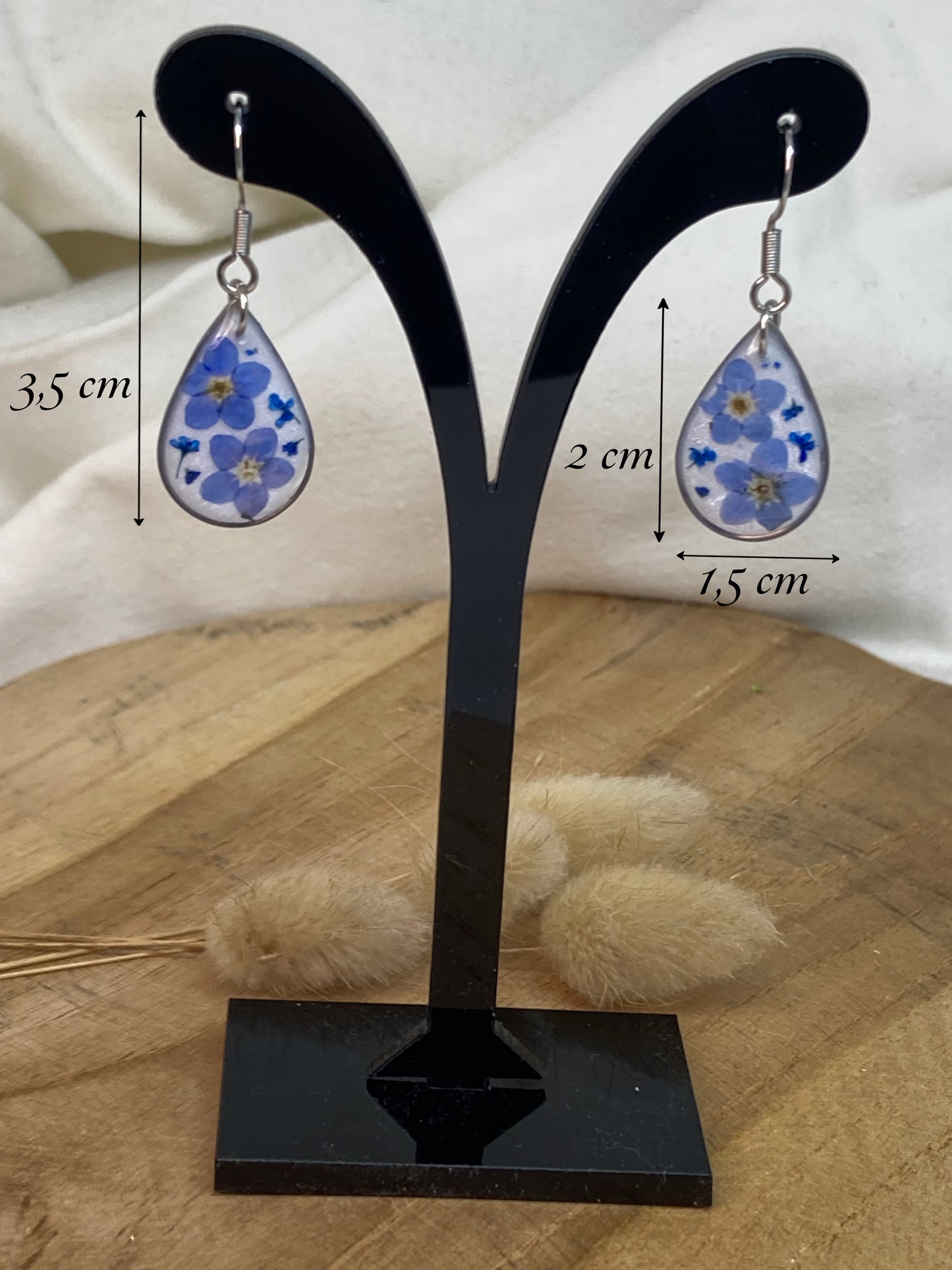 Boucles d'oreilles forme goutte Myosotis