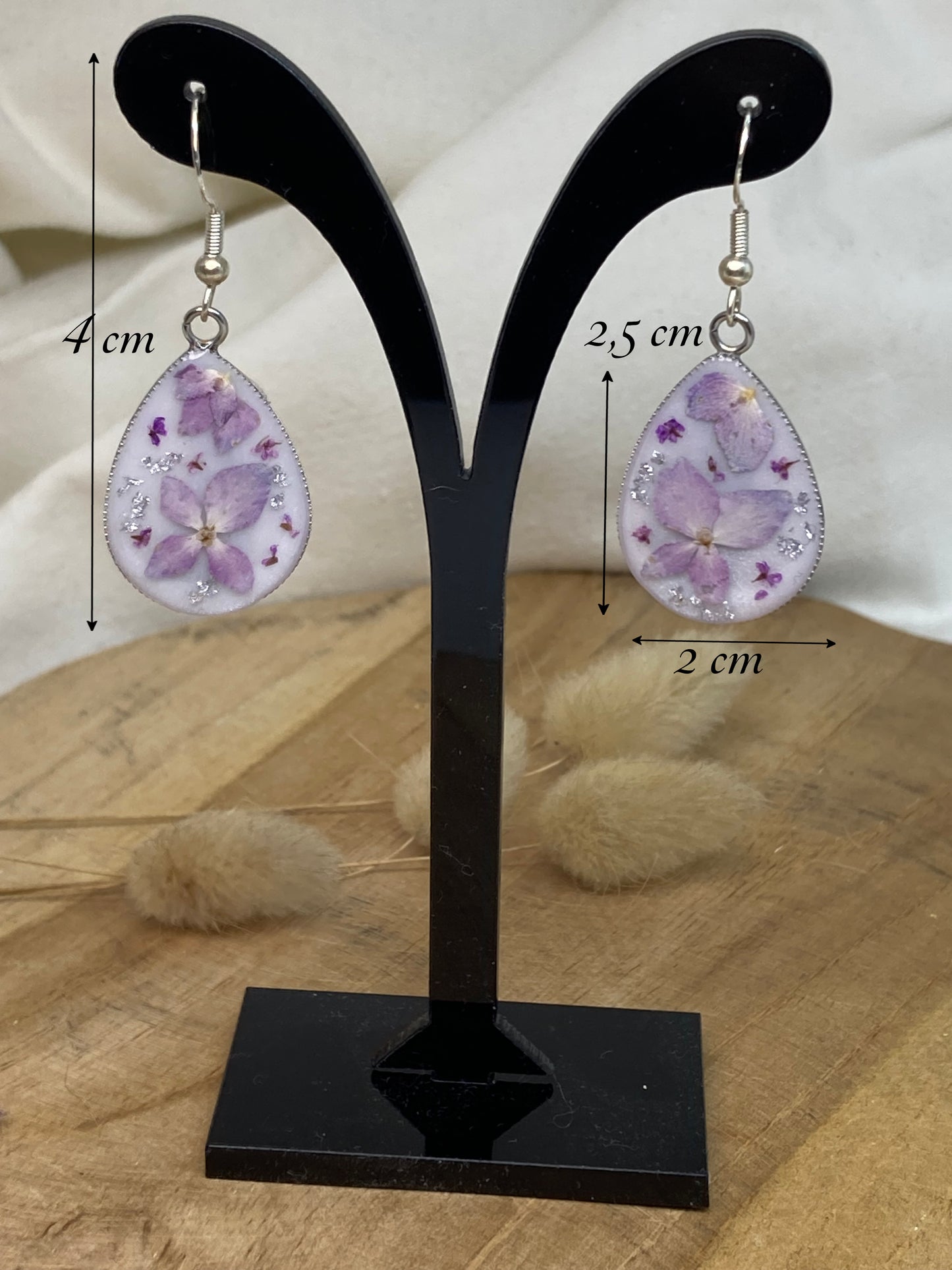 Boucles d'oreilles forme goutte Hortensia