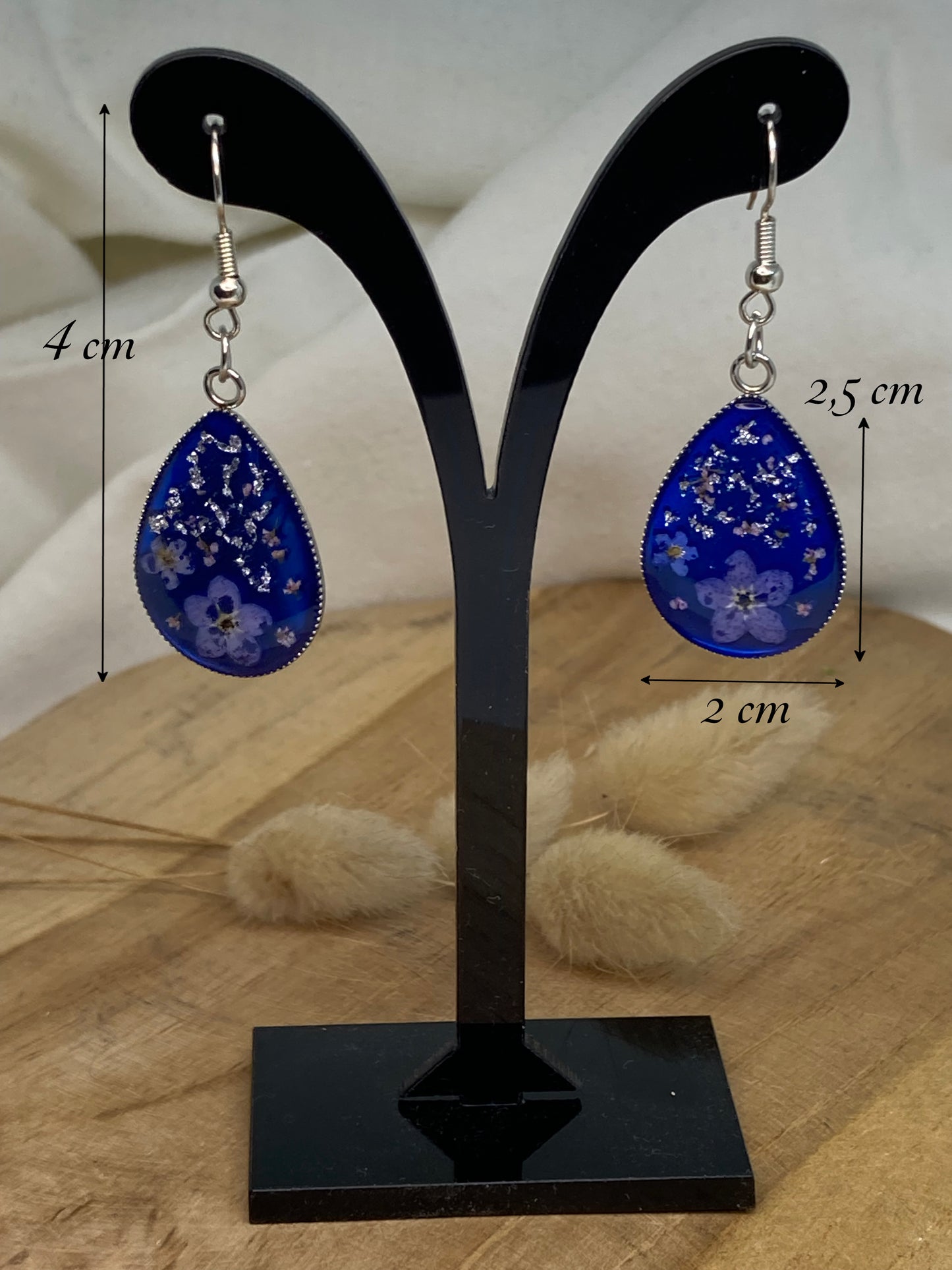 Boucles d'oreilles forme goutte Myosotis