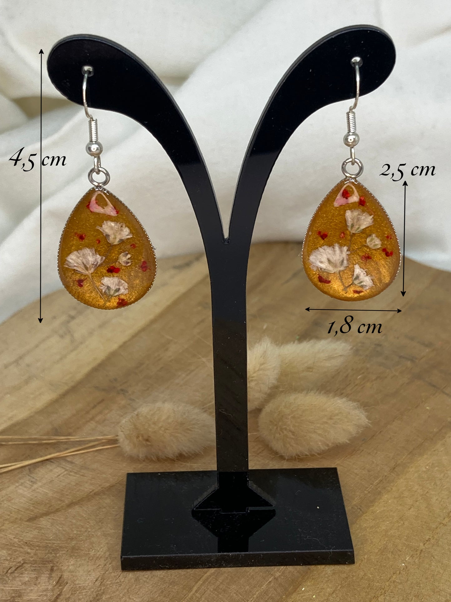 Boucles d'oreilles forme goutte Gypsophile