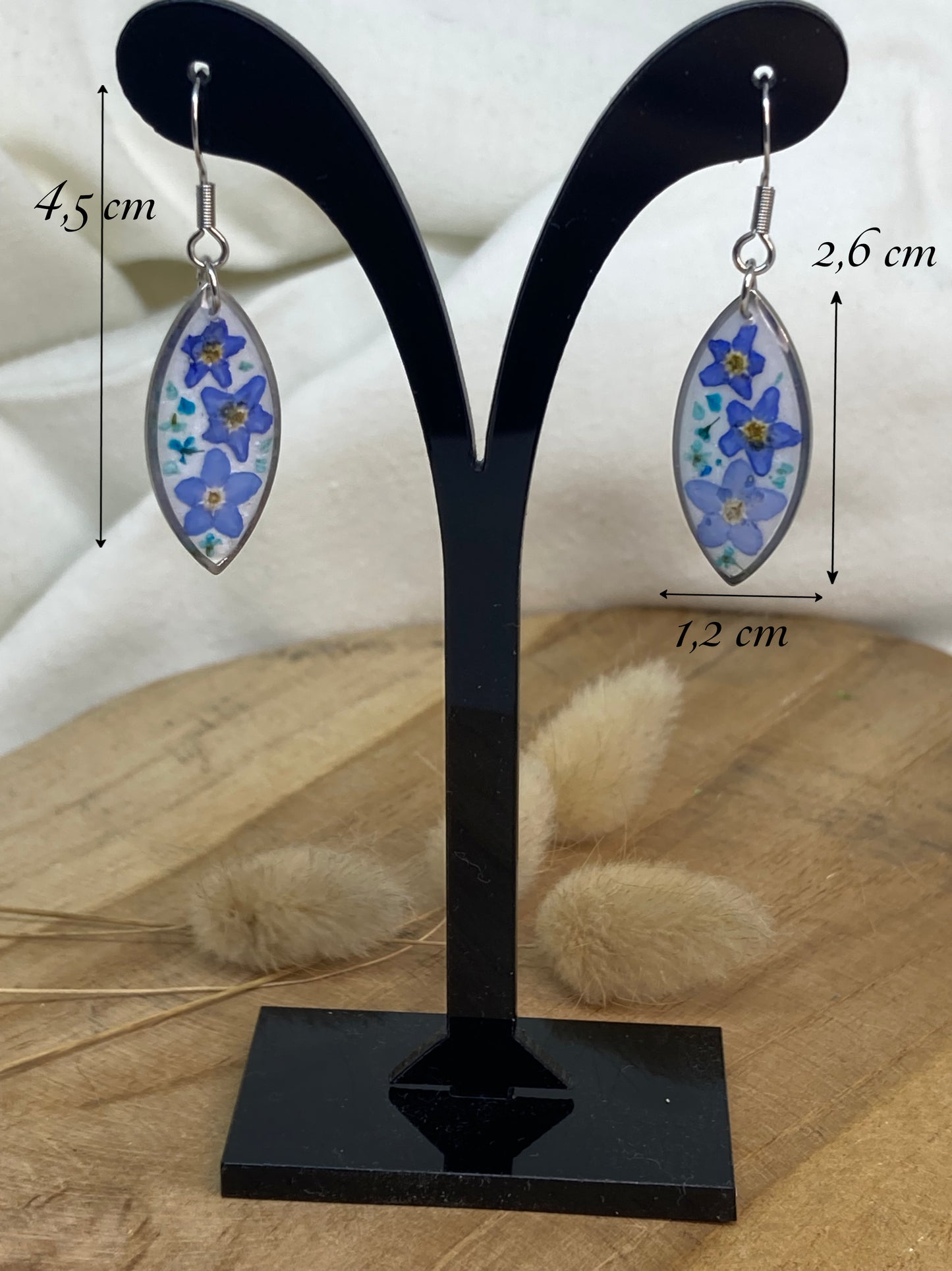 Boucles d'oreilles forme Œil de chat Myosotis