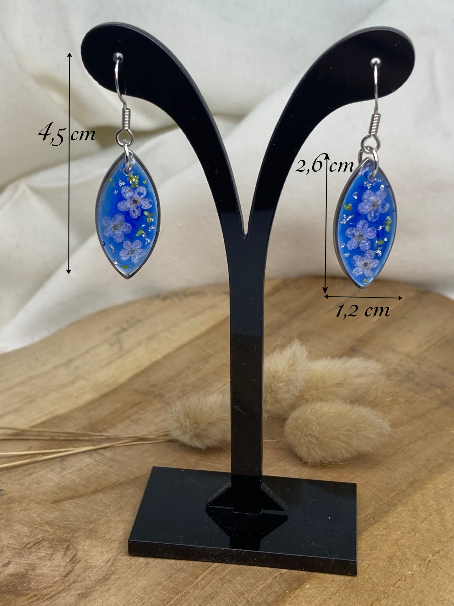 Boucles d'oreilles forme Œil de chat Myosotis