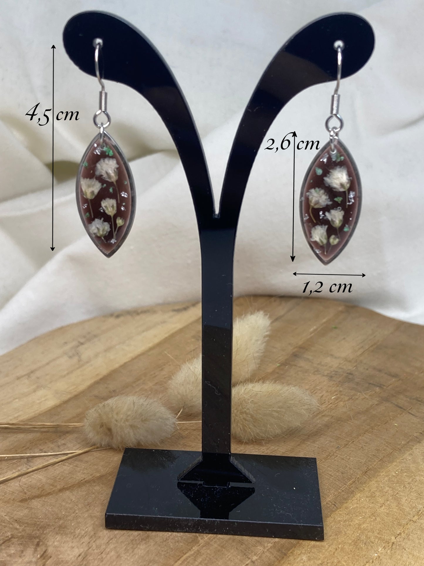 Boucles d'oreilles forme Œil de chat Gypsophile