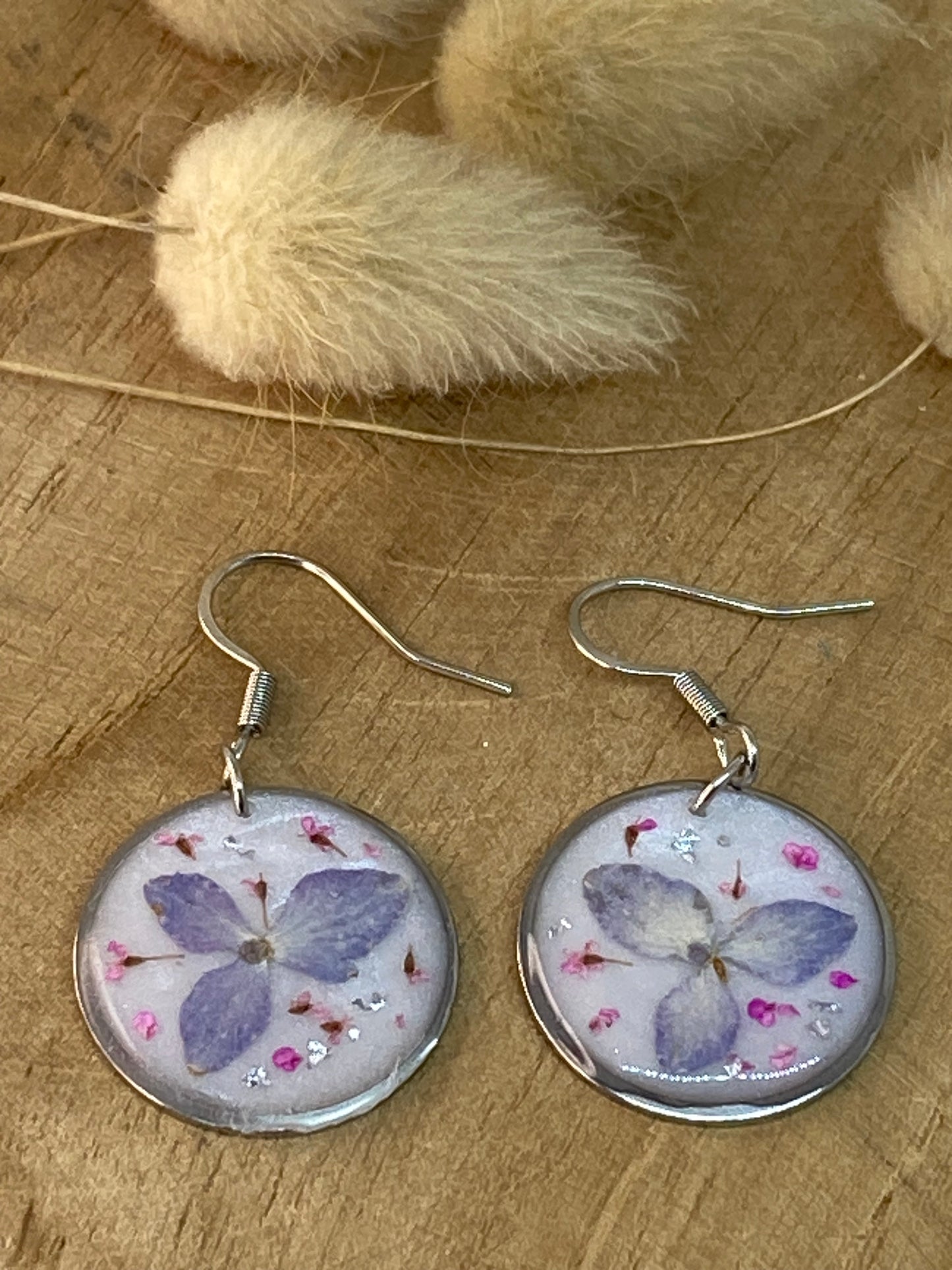 Boucles d'oreilles rondes Hortensia