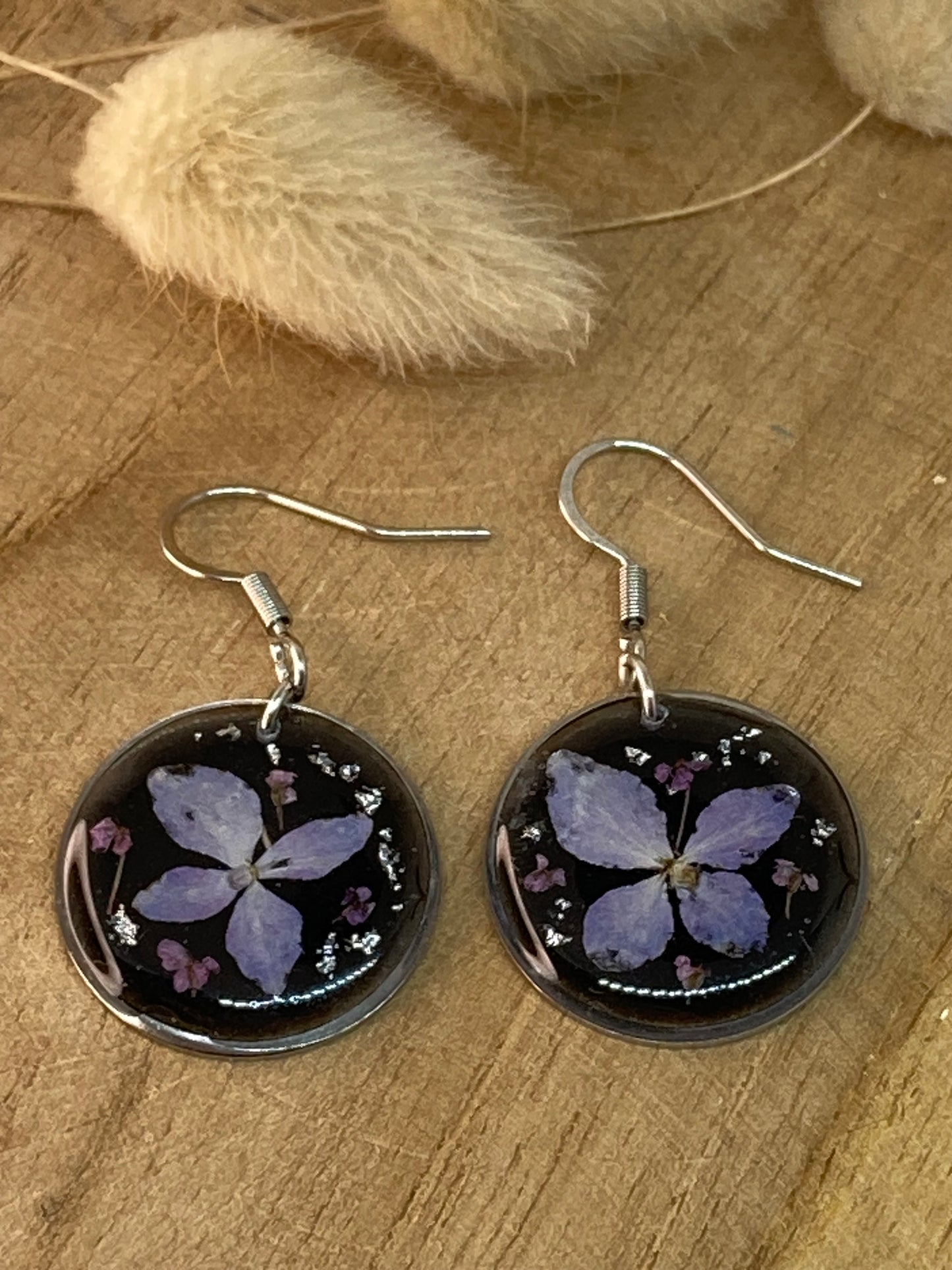 Boucles d'oreilles rondes Hortensia