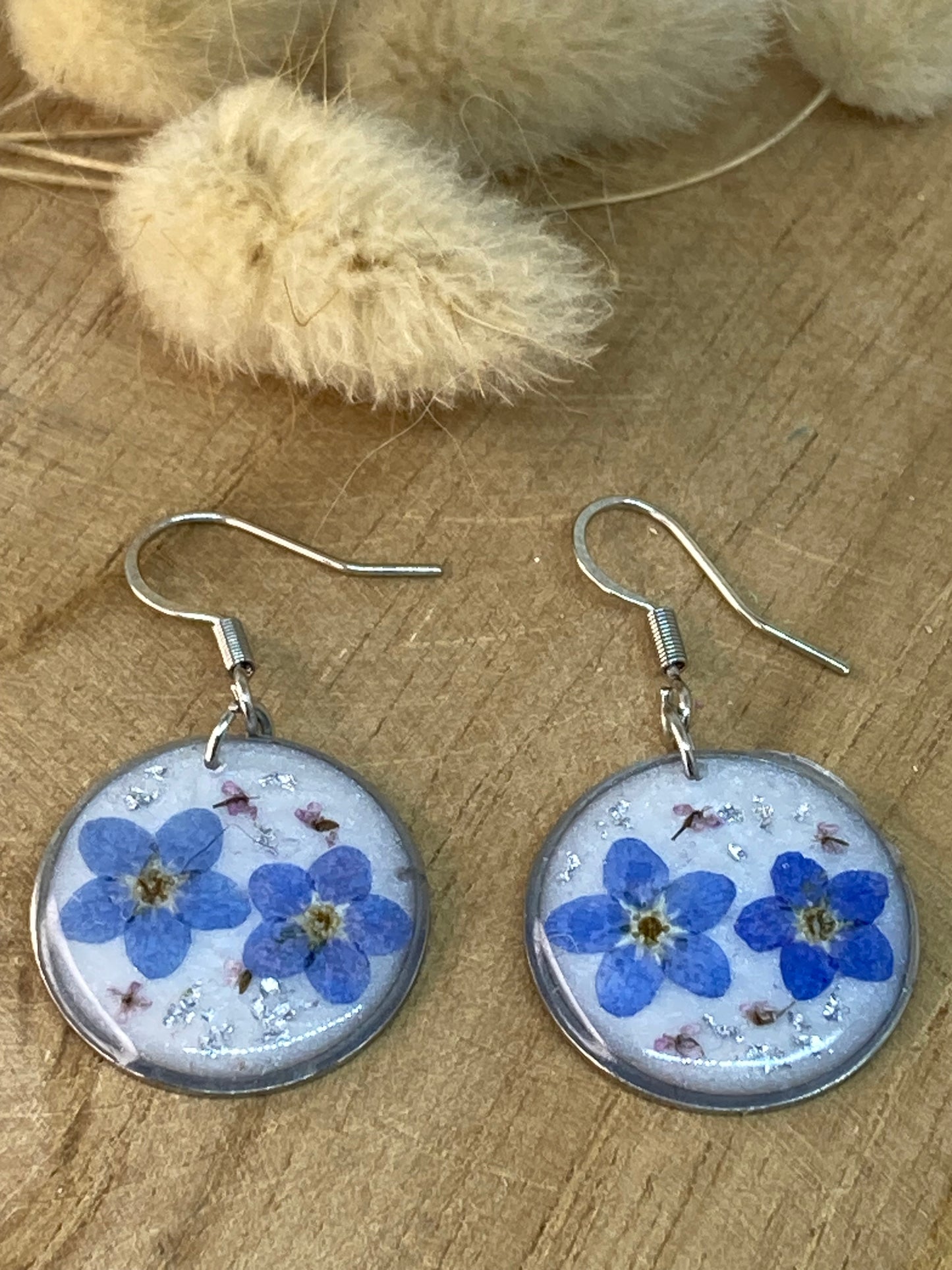 Boucles d'oreilles rondes Myosotis