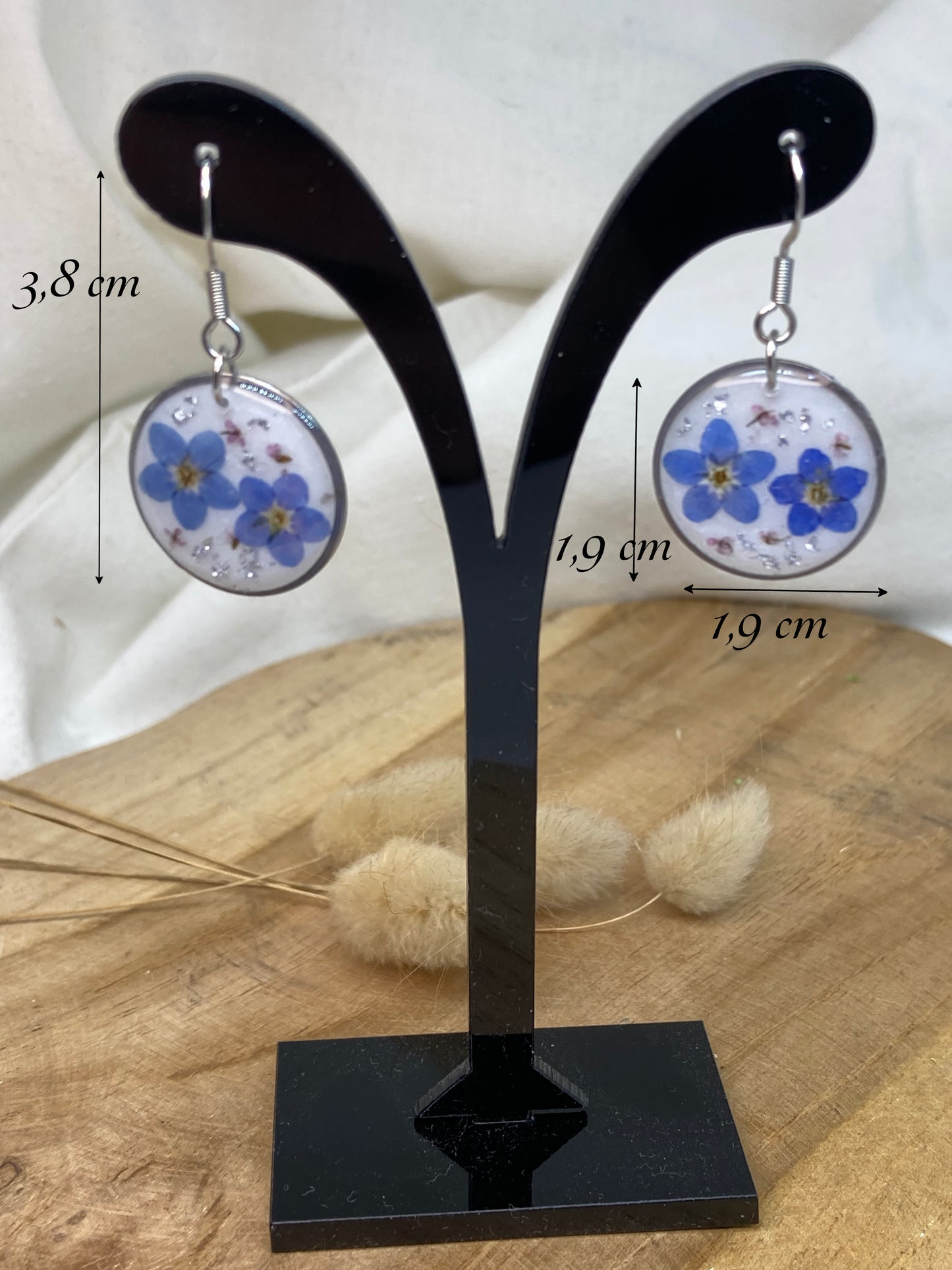 Boucles d'oreilles rondes Myosotis