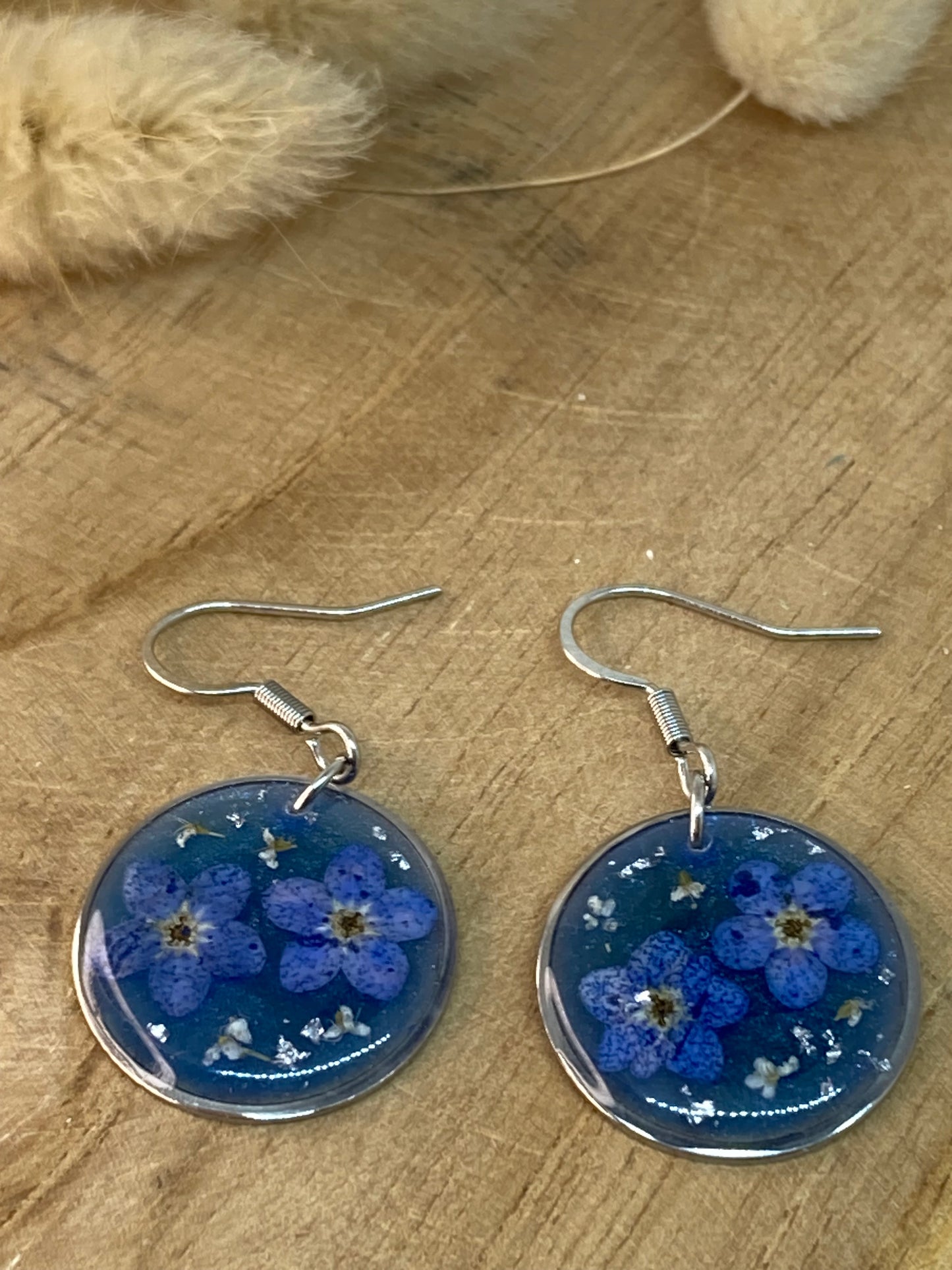 Boucles d'oreilles rondes Myosotis