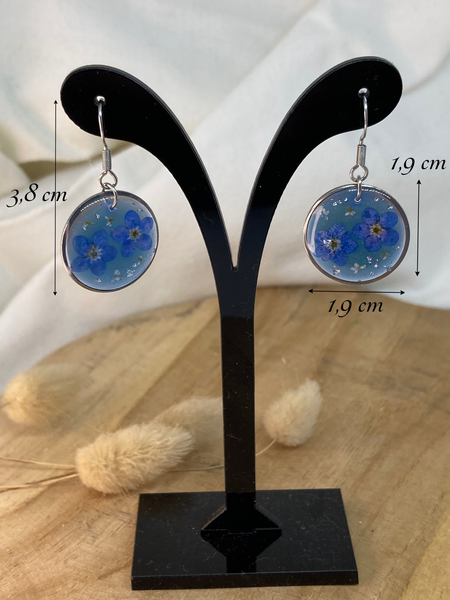 Boucles d'oreilles rondes Myosotis