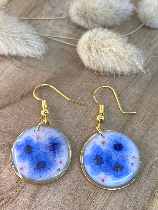 Boucles d'oreilles rondes Myosotis