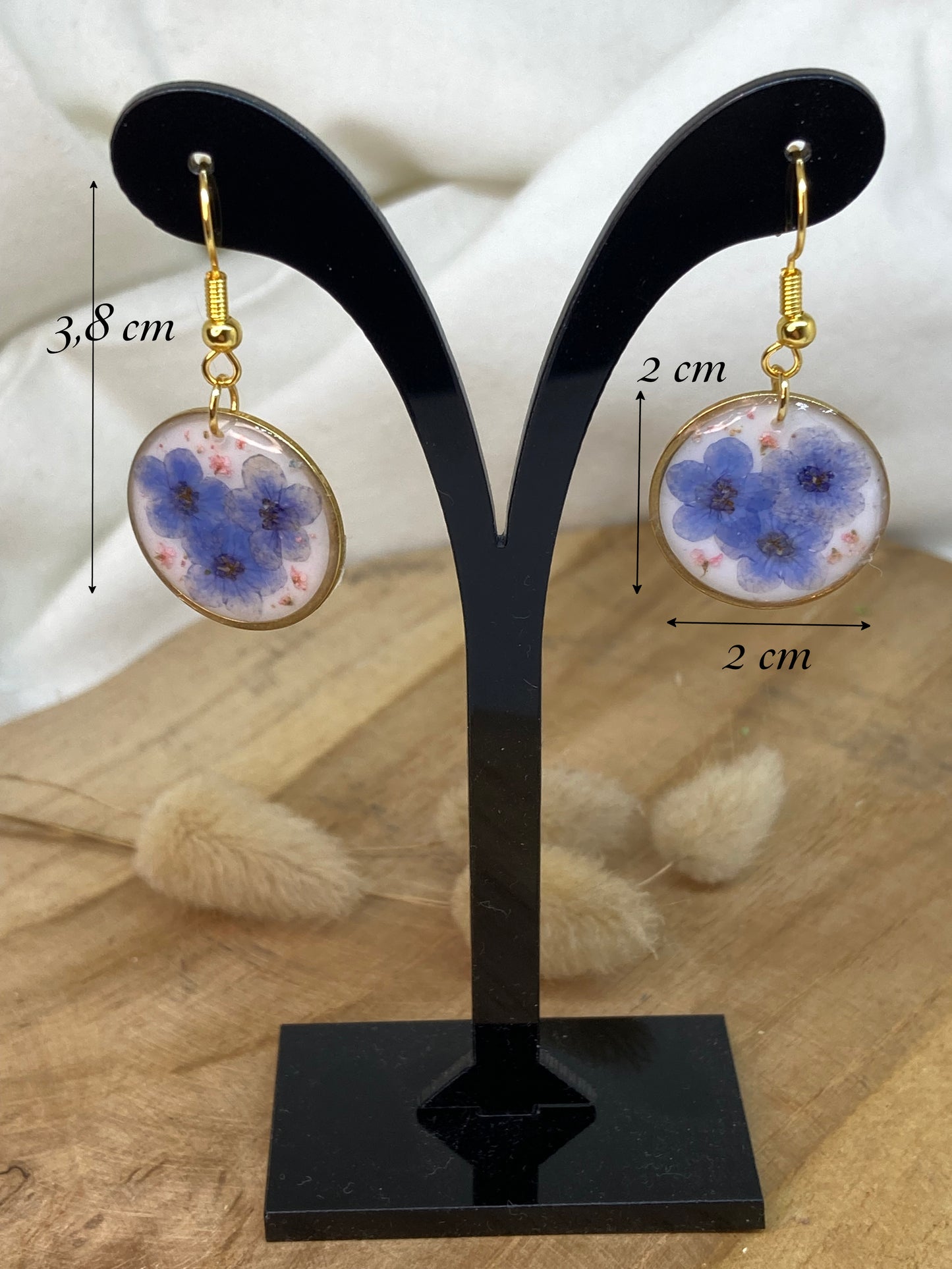 Boucles d'oreilles rondes Myosotis