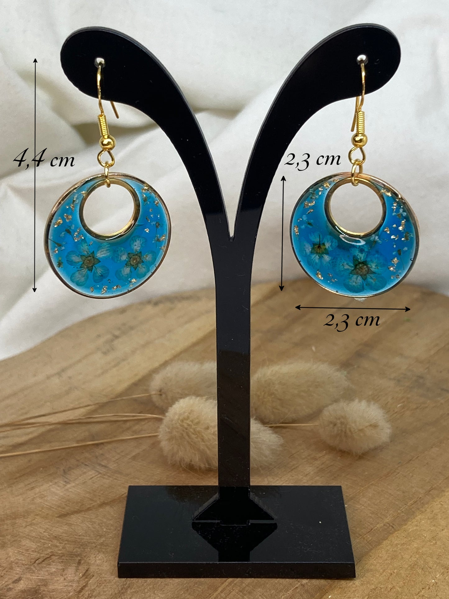 Boucles d'oreilles rondes Myosotis