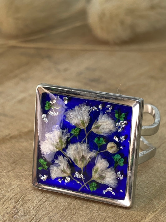 Bague carrée Gypsophile